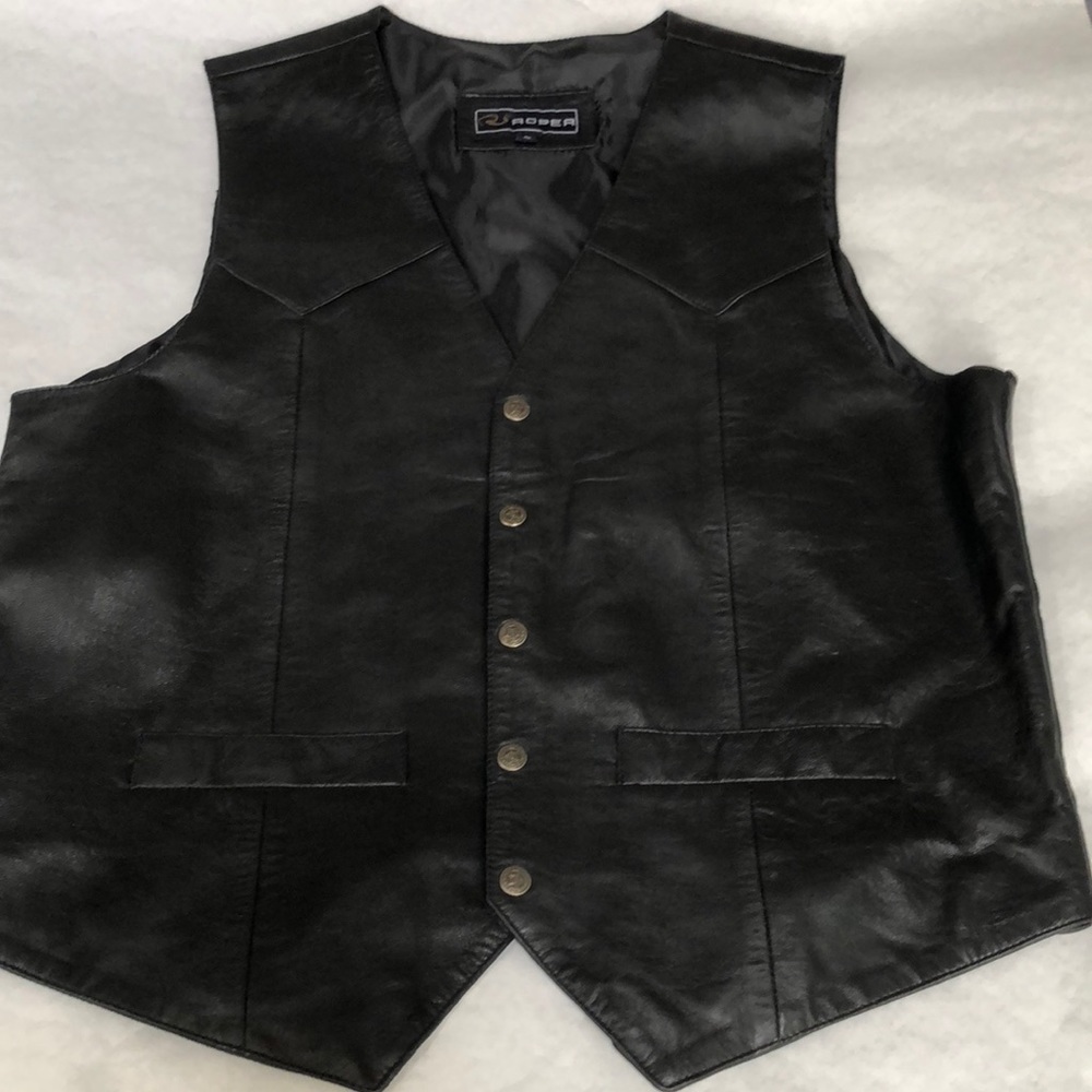 Roper Men’s Black Leather Vest 02-075-0520-0500 BL  - size L